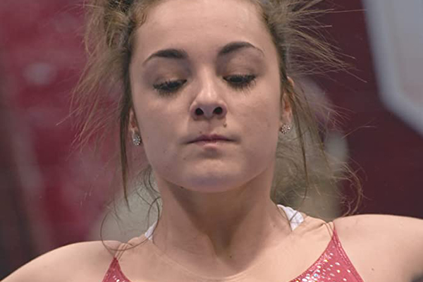 Close up of gymnast's face.