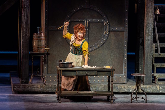 Carmen Cusack as Mrs. Lovett in The Muny's production of 'Sweeney Todd, the Demon Barber of Fleet Street,' photo by Philip Hamer.