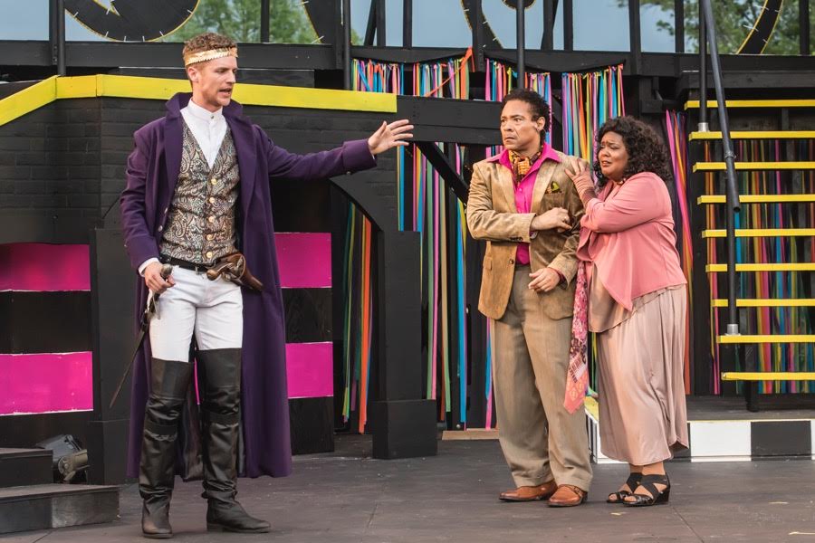 Pete Winfrey, David Herron and Patrice Foster in a tech rehearsal for Shakespeare Festival St. Louis’ production of “Romeo and Juliet.” Photo by J. David Levy.