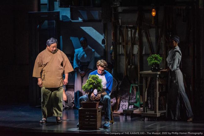 A scene from the world premiere of 'The Karate Kid the musical' at STAGES St Louis, photo by Philip Hamer.