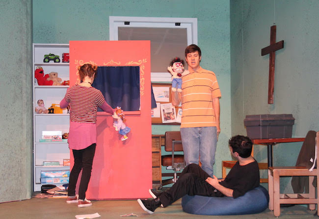 A scene from St Louis Actors Studio's production of the hilarious 'Hand to God,' a play by Robert Askins, photo courtesy of St Louis Actors Studio.