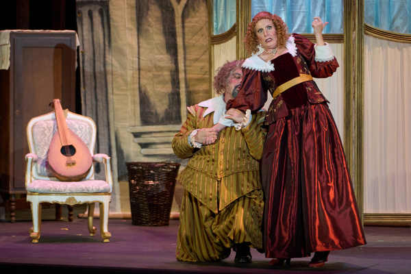 L-R: Robert Mellon as Falstaff, Karan Kanakis as Mistress Ford. Photo by Dan Donovan